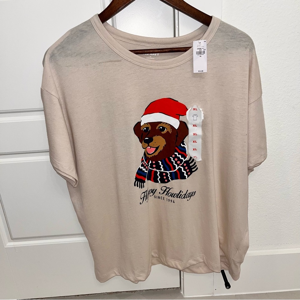 NWT Old Navy Happy Howlidays Holiday Dog Graphic T-Shirt Women’s Christmas‎ XL